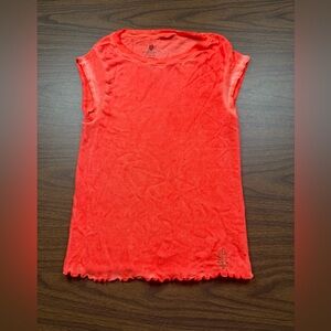 Free People Movement Xs/S Neon Orange Short Sleeve Ribbed Tee